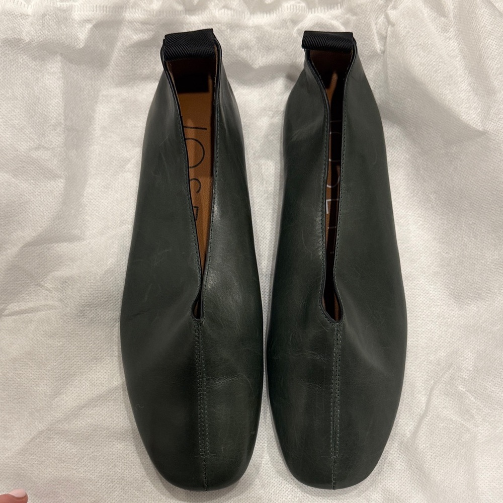 Joseph Forest Green Women's soft Leather slip ons